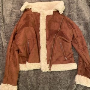 Brown faux fur jacket